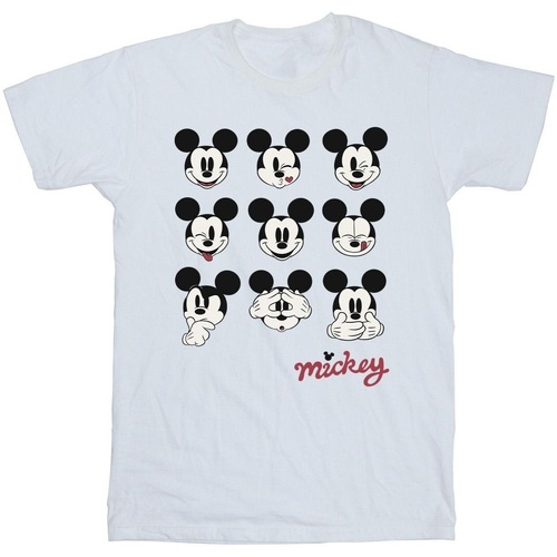 Abbigliamento Bambina T-shirts a maniche lunghe Disney Mickey Mouse Many Faces Bianco