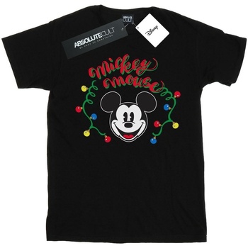 Abbigliamento Bambina T-shirts a maniche lunghe Disney Mickey Mouse Christmas Light Bulbs Nero