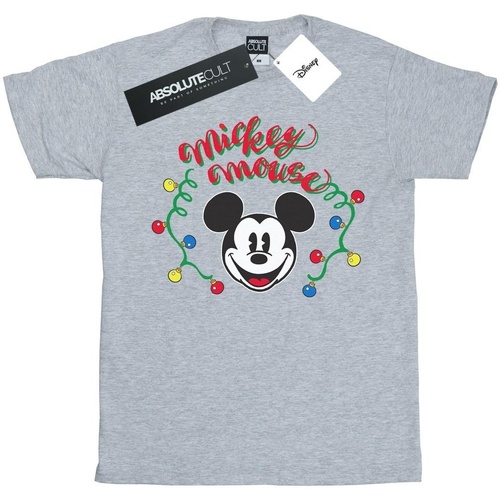 Abbigliamento Bambina T-shirts a maniche lunghe Disney Mickey Mouse Christmas Light Bulbs Grigio
