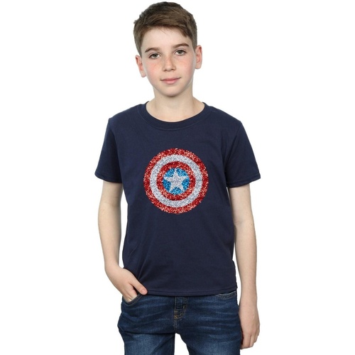 Abbigliamento Bambino T-shirt maniche corte Marvel Captain America Pixelated Shield Blu