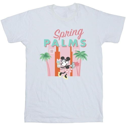 Abbigliamento Bambina T-shirts a maniche lunghe Disney Minnie Mouse Spring Palms Bianco