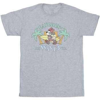 Abbigliamento Bambina T-shirts a maniche lunghe Disney Minnie Mouse Catchin Waves Grigio