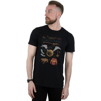 Abbigliamento Uomo T-shirts a maniche lunghe Harry Potter All I Want For Christmas Nero