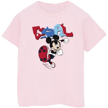 Abbigliamento Bambina T-shirts a maniche lunghe Disney Mickey Mouse Goal Striker Pose Rosso
