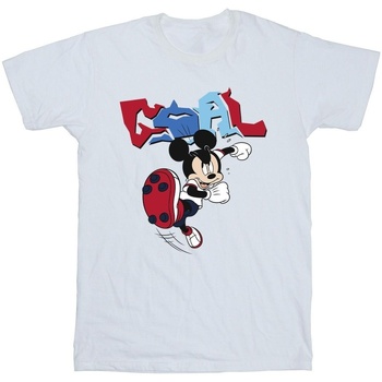 Abbigliamento Bambina T-shirts a maniche lunghe Disney Mickey Mouse Goal Striker Pose Bianco