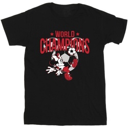 Abbigliamento Bambina T-shirts a maniche lunghe Disney Minnie Mouse World Champions Nero