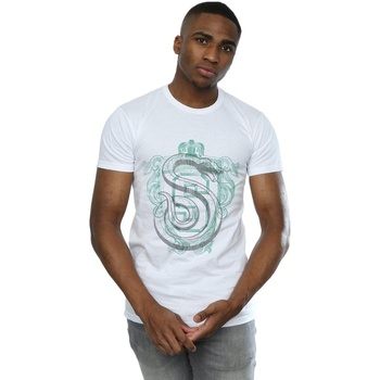 Abbigliamento Uomo T-shirts a maniche lunghe Harry Potter Slytherin Serpent Crest Bianco