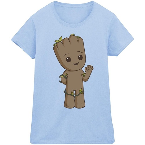Abbigliamento Donna T-shirts a maniche lunghe Marvel I Am Groot Cute Groot Blu