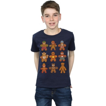 Abbigliamento Bambino T-shirt maniche corte Marvel Avengers Christmas Gingerbread Blu