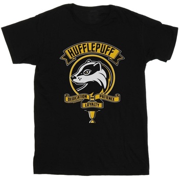 Abbigliamento Uomo T-shirts a maniche lunghe Harry Potter Hufflepuff Toon Crest Nero