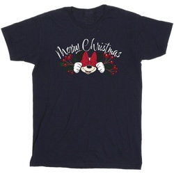 Abbigliamento Bambina T-shirts a maniche lunghe Disney Minnie Mouse Christmas Holly Blu