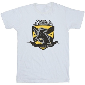 Abbigliamento Uomo T-shirts a maniche lunghe Harry Potter Hufflepuff Chest Badge Bianco