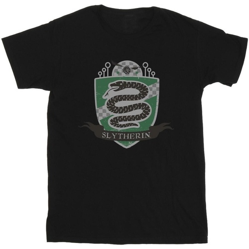 Abbigliamento Uomo T-shirts a maniche lunghe Harry Potter Slytherin Chest Badge Nero