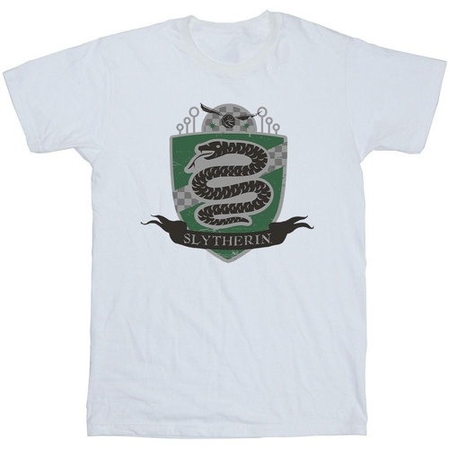 Abbigliamento Uomo T-shirts a maniche lunghe Harry Potter Slytherin Chest Badge Bianco