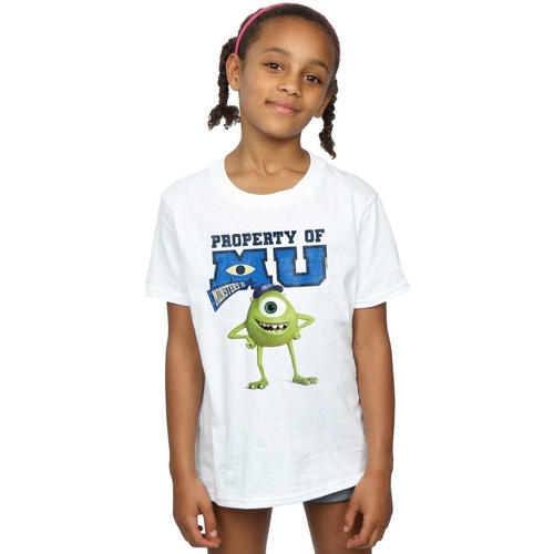 Abbigliamento Bambina T-shirts a maniche lunghe Disney Monsters University Property Of MU Mike Bianco