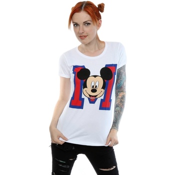 Abbigliamento Donna T-shirts a maniche lunghe Disney Mickey Mouse M Face Bianco