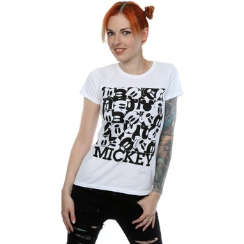 Abbigliamento Donna T-shirts a maniche lunghe Disney Mickey Mouse Grid Bianco