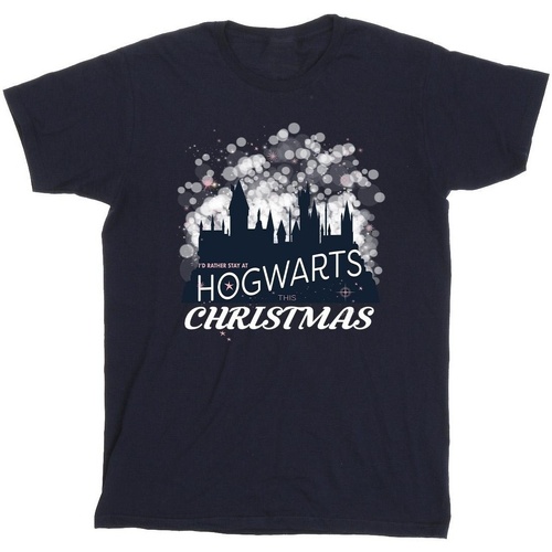 Abbigliamento Uomo T-shirts a maniche lunghe Harry Potter Hogwarts Christmas Blu