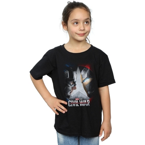 Abbigliamento Bambina T-shirts a maniche lunghe Marvel Studios Captain America Civil War Poster Nero