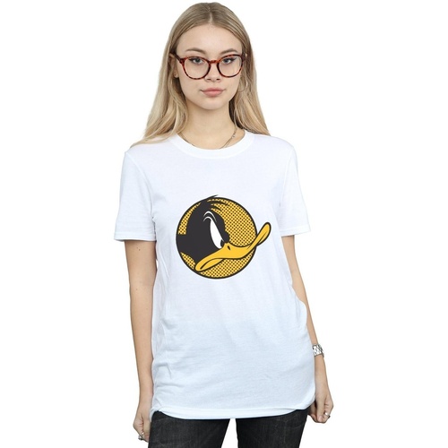 Abbigliamento Donna T-shirts a maniche lunghe Dessins Animés Daffy Duck Dotted Profile Bianco