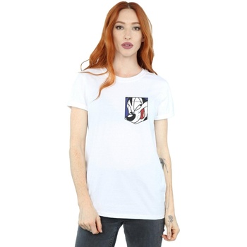 Abbigliamento Donna T-shirts a maniche lunghe Dessins Animés Pepe Le Pew Face Faux Pocket Bianco