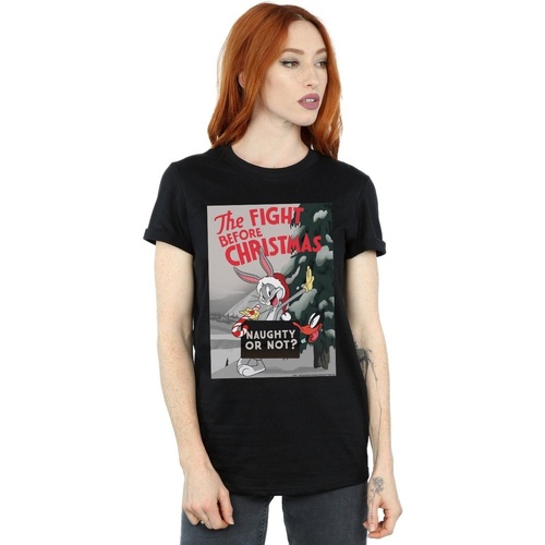 Abbigliamento Donna T-shirts a maniche lunghe Dessins Animés The Fight Before Christmas Nero