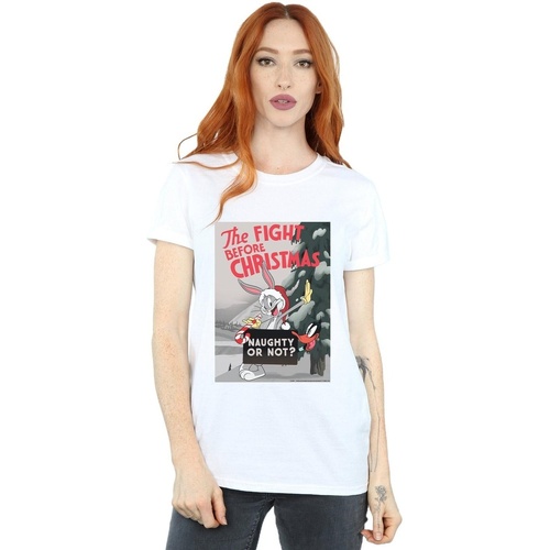 Abbigliamento Donna T-shirts a maniche lunghe Dessins Animés The Fight Before Christmas Bianco