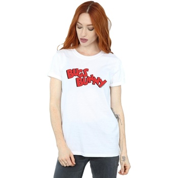 Abbigliamento Donna T-shirts a maniche lunghe Dessins Animés Bugs Bunny Name Bianco