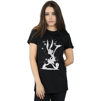 Abbigliamento Donna T-shirts a maniche lunghe Dessins Animés Bugs Bunny Let It Snow Nero