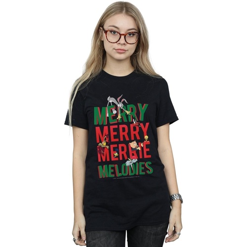 Abbigliamento Donna T-shirts a maniche lunghe Dessins Animés Merry Merrie Melodies Nero
