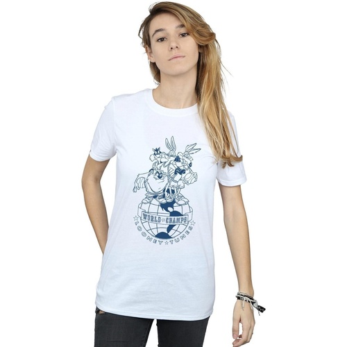 Abbigliamento Donna T-shirts a maniche lunghe Dessins Animés World Champs Bianco