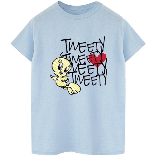 Abbigliamento Donna T-shirts a maniche lunghe Dessins Animés Tweety Love Heart Blu