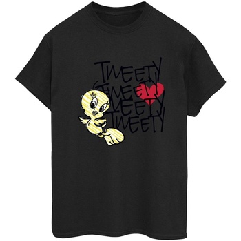Abbigliamento Donna T-shirts a maniche lunghe Dessins Animés Tweety Love Heart Nero