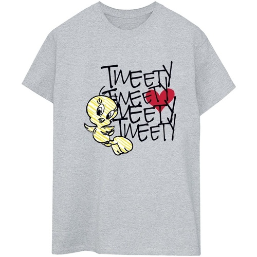 Abbigliamento Donna T-shirts a maniche lunghe Dessins Animés Tweety Love Heart Grigio