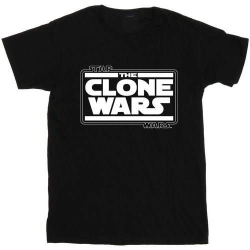 Abbigliamento Bambino T-shirt maniche corte Disney Clone Wars Logo Nero