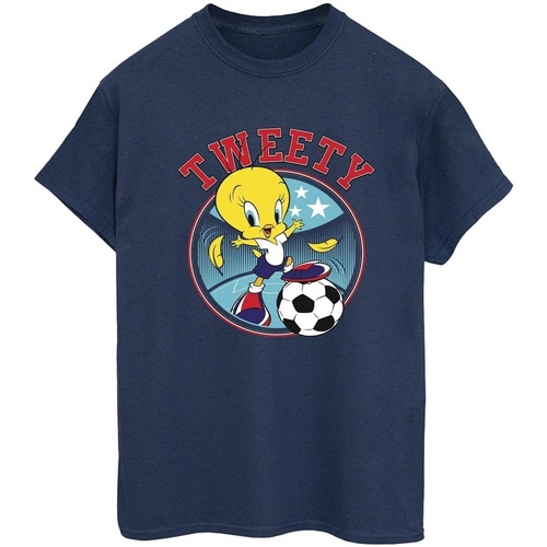 Abbigliamento Donna T-shirts a maniche lunghe Dessins Animés Tweety Football Circle Blu