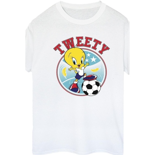 Abbigliamento Donna T-shirts a maniche lunghe Dessins Animés Tweety Football Circle Bianco