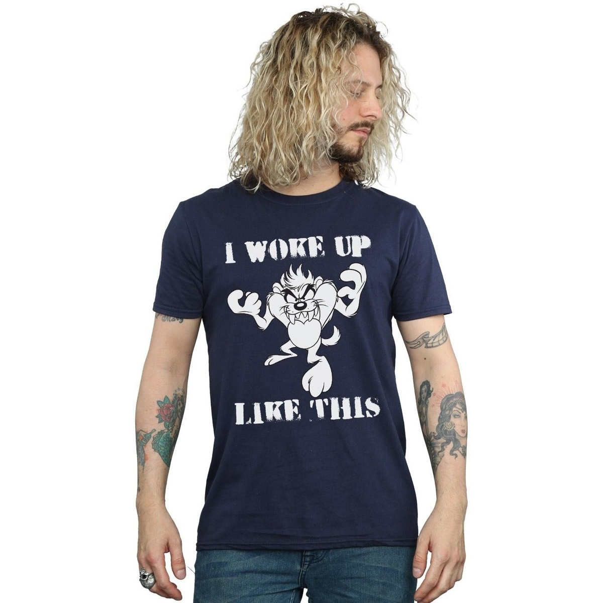 Abbigliamento Uomo T-shirts a maniche lunghe Dessins Animés Taz I Woke Up Like This Blu
