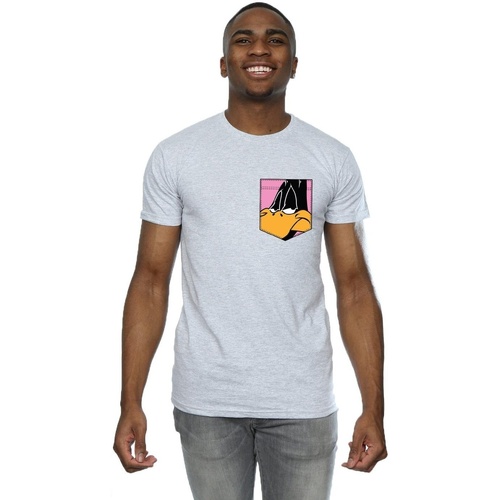 Abbigliamento Uomo T-shirts a maniche lunghe Dessins Animés Daffy Duck Face Faux Pocket Grigio