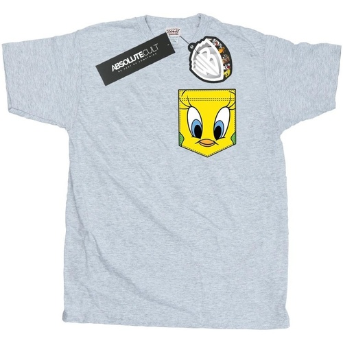 Abbigliamento Uomo T-shirts a maniche lunghe Dessins Animés Tweety Pie Face Faux Pocket Grigio
