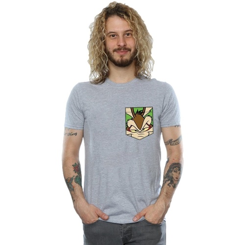 Abbigliamento Uomo T-shirts a maniche lunghe Dessins Animés Wile E Coyote Face Faux Pocket Grigio