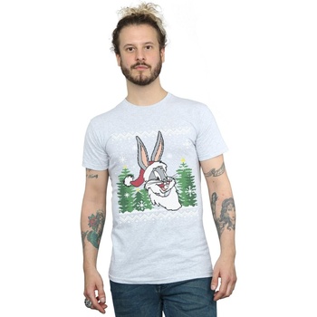 Abbigliamento Uomo T-shirts a maniche lunghe Dessins Animés Bugs Bunny Christmas Fair Isle Grigio