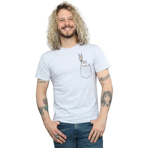 Abbigliamento Uomo T-shirts a maniche lunghe Dessins Animés Bugs Bunny Faux Pocket Grigio