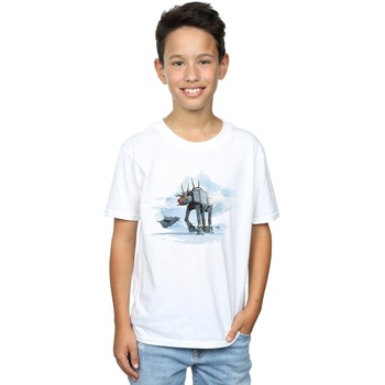 Abbigliamento Bambino T-shirt maniche corte Disney Christmas AT-AT Reindeer Bianco