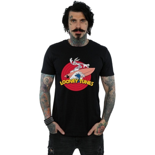 Abbigliamento Uomo T-shirts a maniche lunghe Dessins Animés Bugs Bunny Surfing Nero