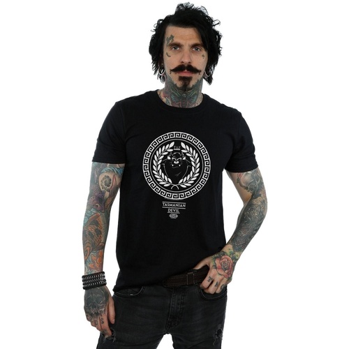 Abbigliamento Uomo T-shirts a maniche lunghe Dessins Animés Taz Greek Circle Nero