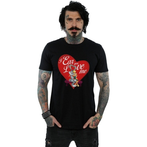 Abbigliamento Uomo T-shirts a maniche lunghe Dessins Animés Bugs Bunny And Lola Valentine's Day Love Me Nero