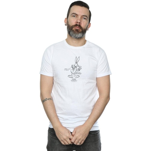 Abbigliamento Uomo T-shirts a maniche lunghe Dessins Animés Bugs Bunny White Belly Bianco