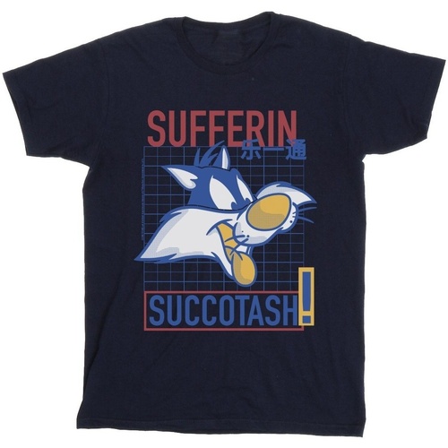 Abbigliamento Uomo T-shirts a maniche lunghe Dessins Animés Sylvester Sufferin Succotash Blu