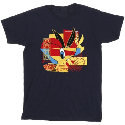 Abbigliamento Uomo T-shirts a maniche lunghe Dessins Animés Tweeday Rabbit New Year Blu
